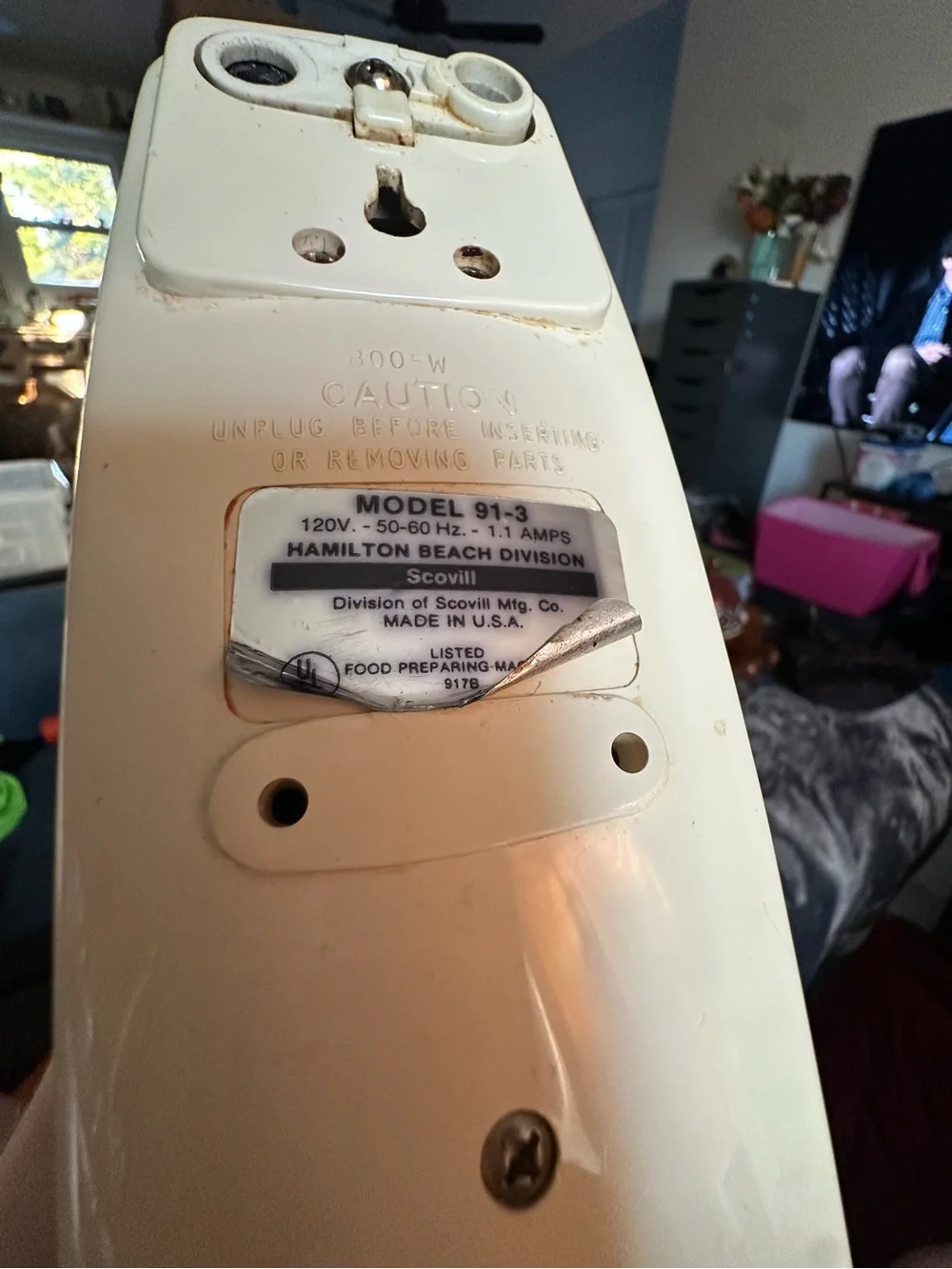 Vintage 90’s Hamilton Beach Cream and Black Hand Mixer with Case
